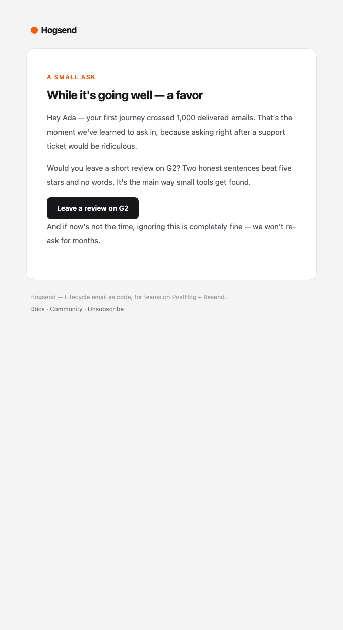 advocacy/review-ask email template preview