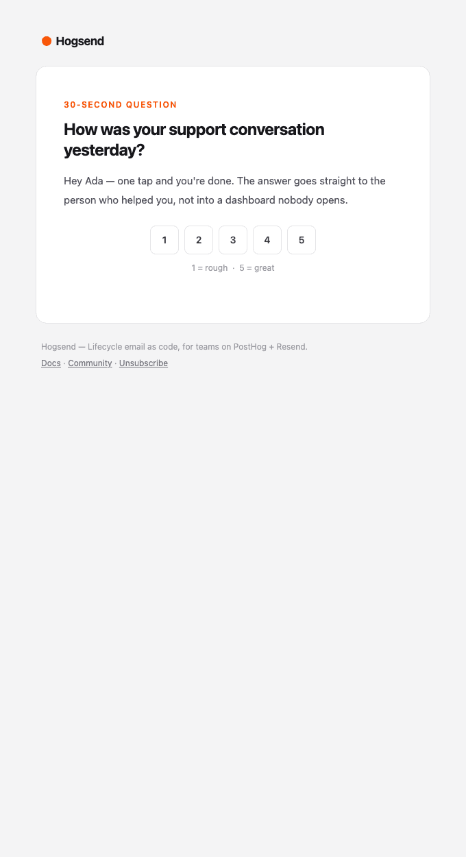 feedback/csat email template preview