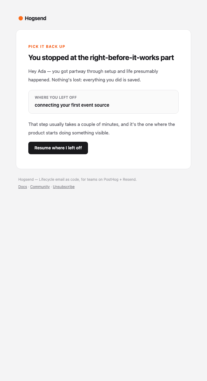 onboarding/come-back-to-it email template preview