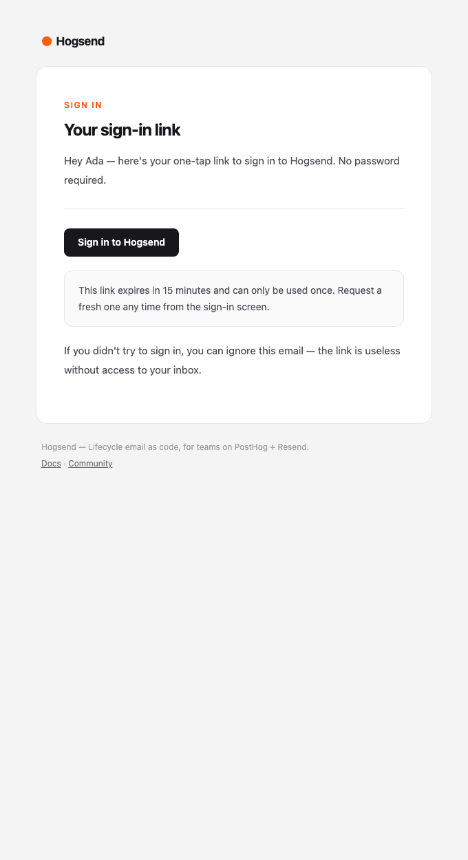 transactional/magic-link email template preview